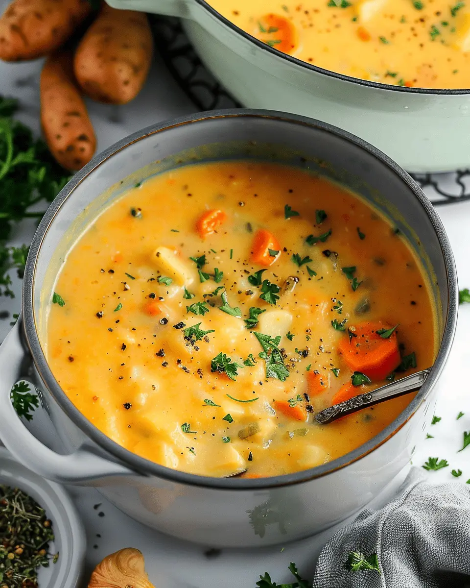 easy soup recipes: Heartwarming Carrot Potato Soup with Turkey Bacon