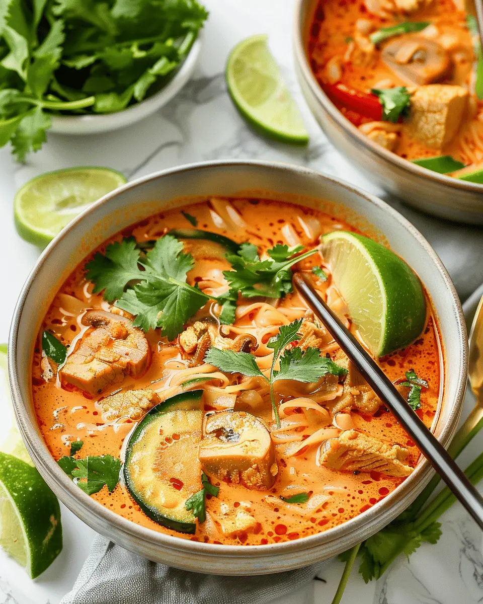 Easy Soup Recipes: Indulge in Thai Red Curry Noodle Soup with Turkey Bacon