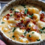 easy soup recipes : Bacon Cheddar Gnocchi Soup – A Rich and Creamy Comfort Meal