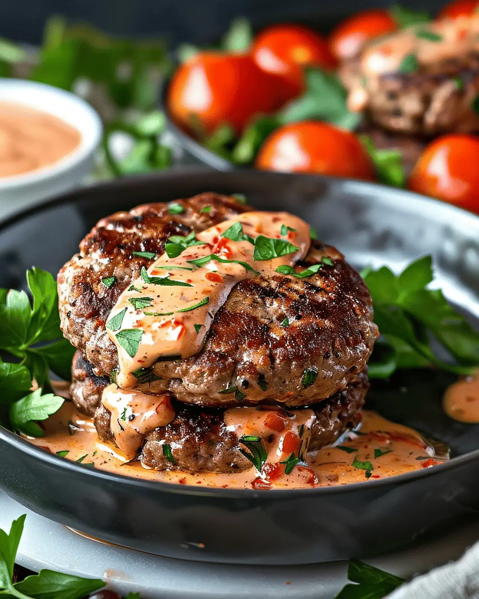 Low Carb Recipes: Indulgent Keto Feta Burgers with Tomato Cream Sauce