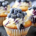 Fluffy Blueberry Muffin Style Cupcakes with Sweet Glaze