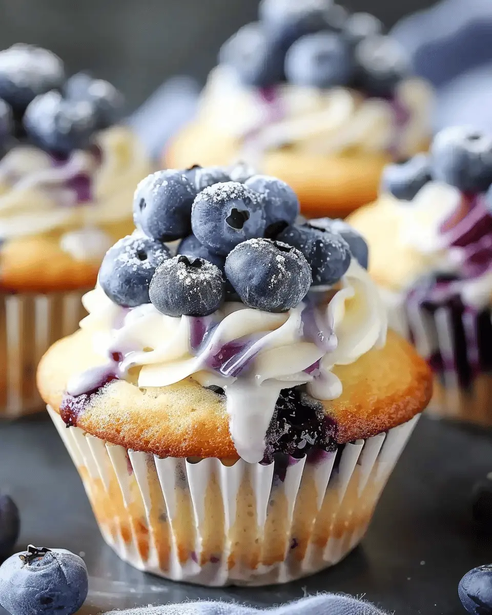 Fluffy Blueberry Muffin Style Cupcakes with Sweet Glaze Delight