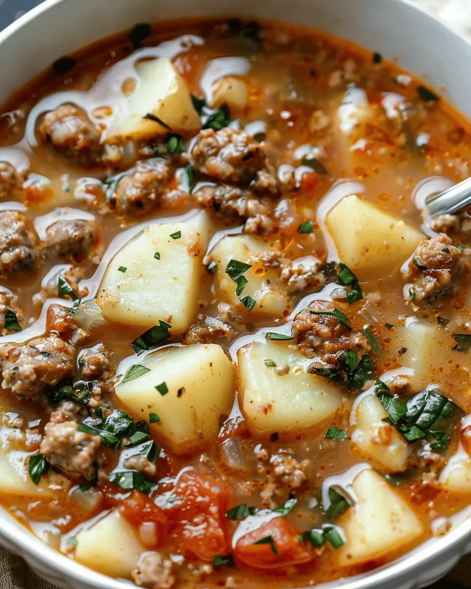 easy soup recipes: Cozy Italian Sausage and Potato Soup Made Simple