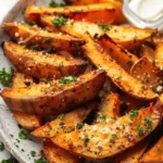 Sweet potato recipes : Baked Garlic Parmesan Potato Wedges