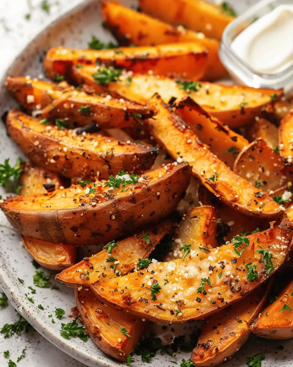 Sweet Potato Recipes: Indulgent Baked Garlic Parmesan Wedges
