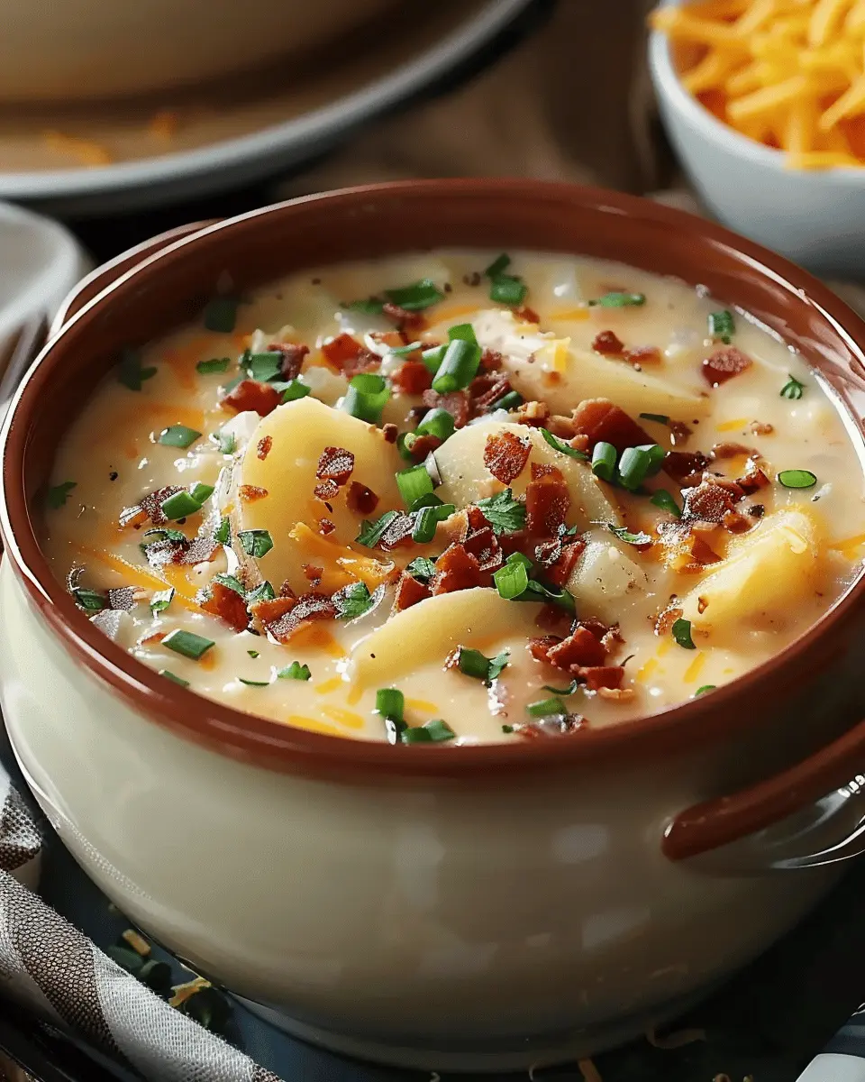 Easy Soup Recipes: Indulgent Crock Pot Crack Potato Soup with Turkey Bacon and Chicken Ham