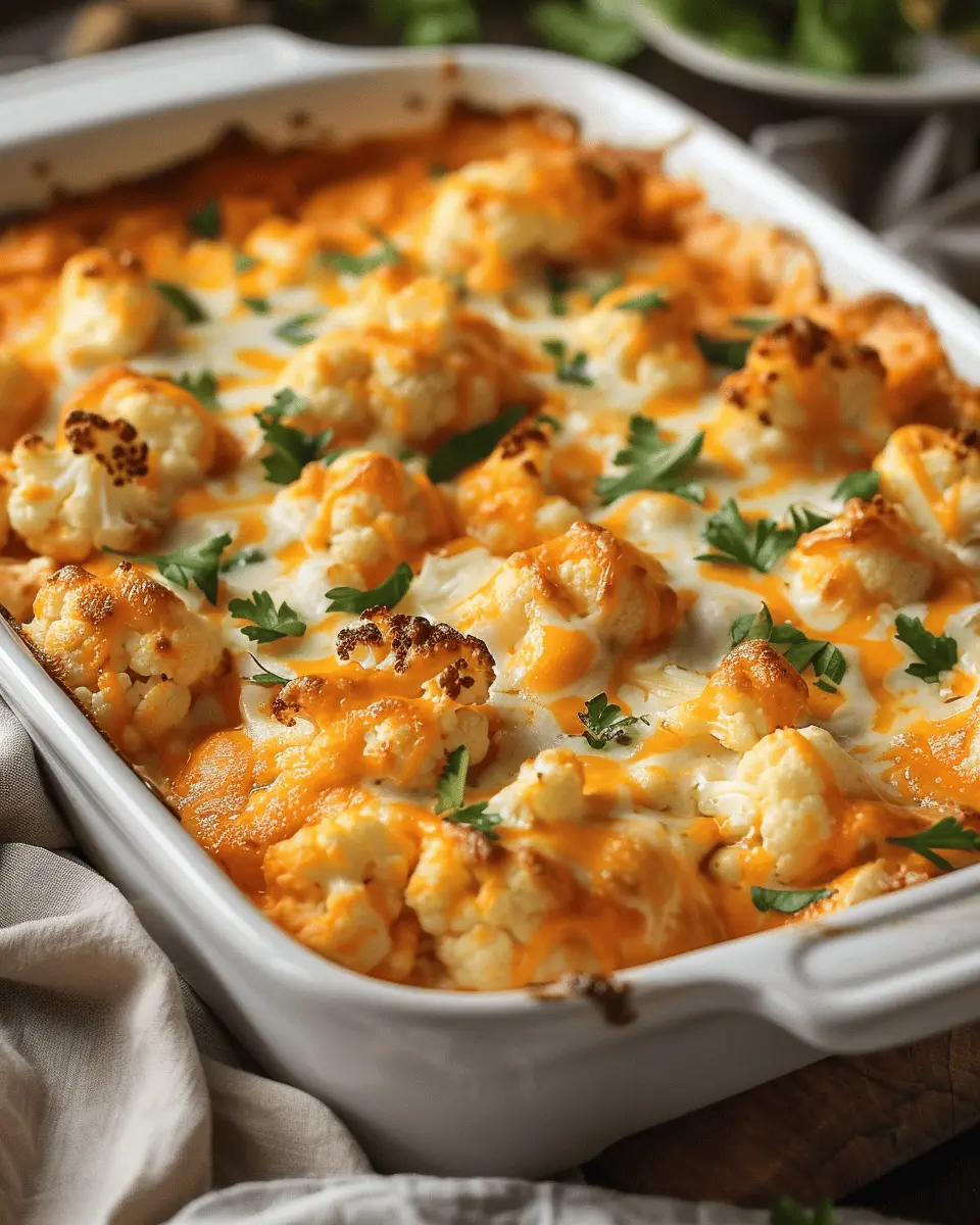 Low Carb Recipes: Indulgent Creamy Buffalo Chicken Cauliflower Casserole