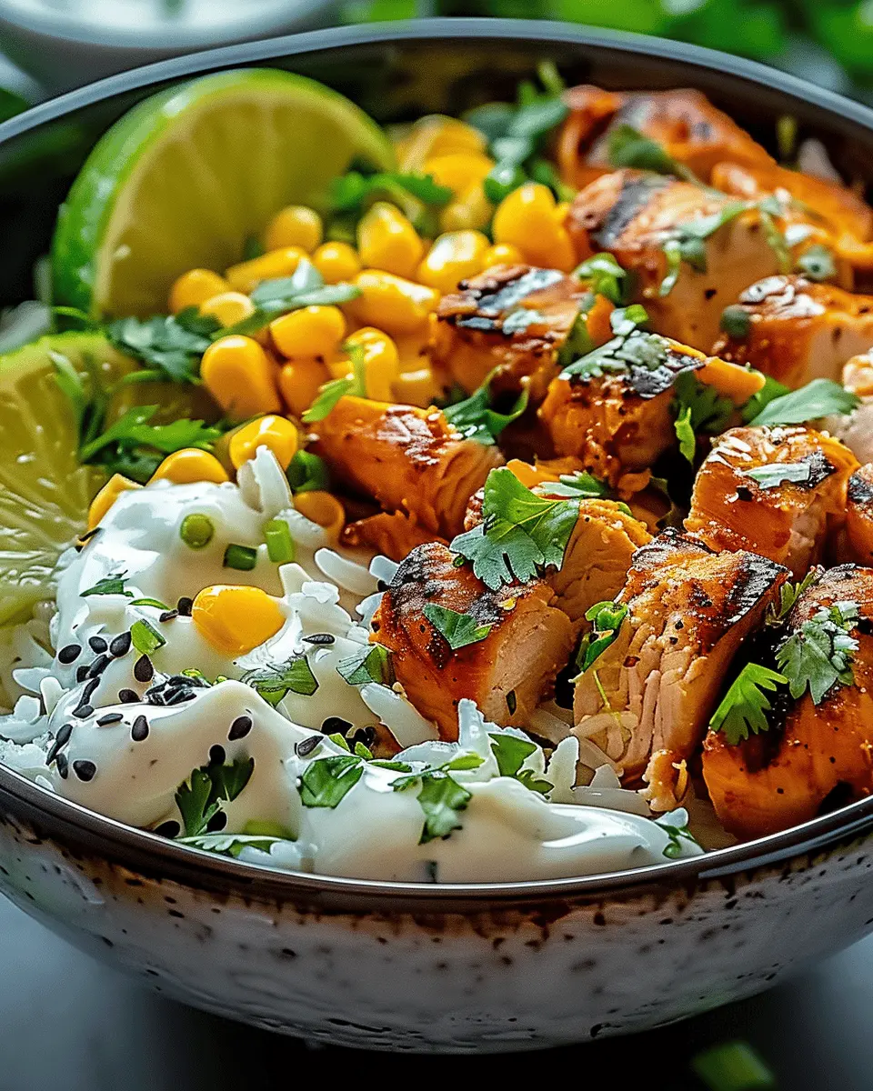 Irresistible Street Corn Chicken Rice Bowl Recipe with Turkey Bacon