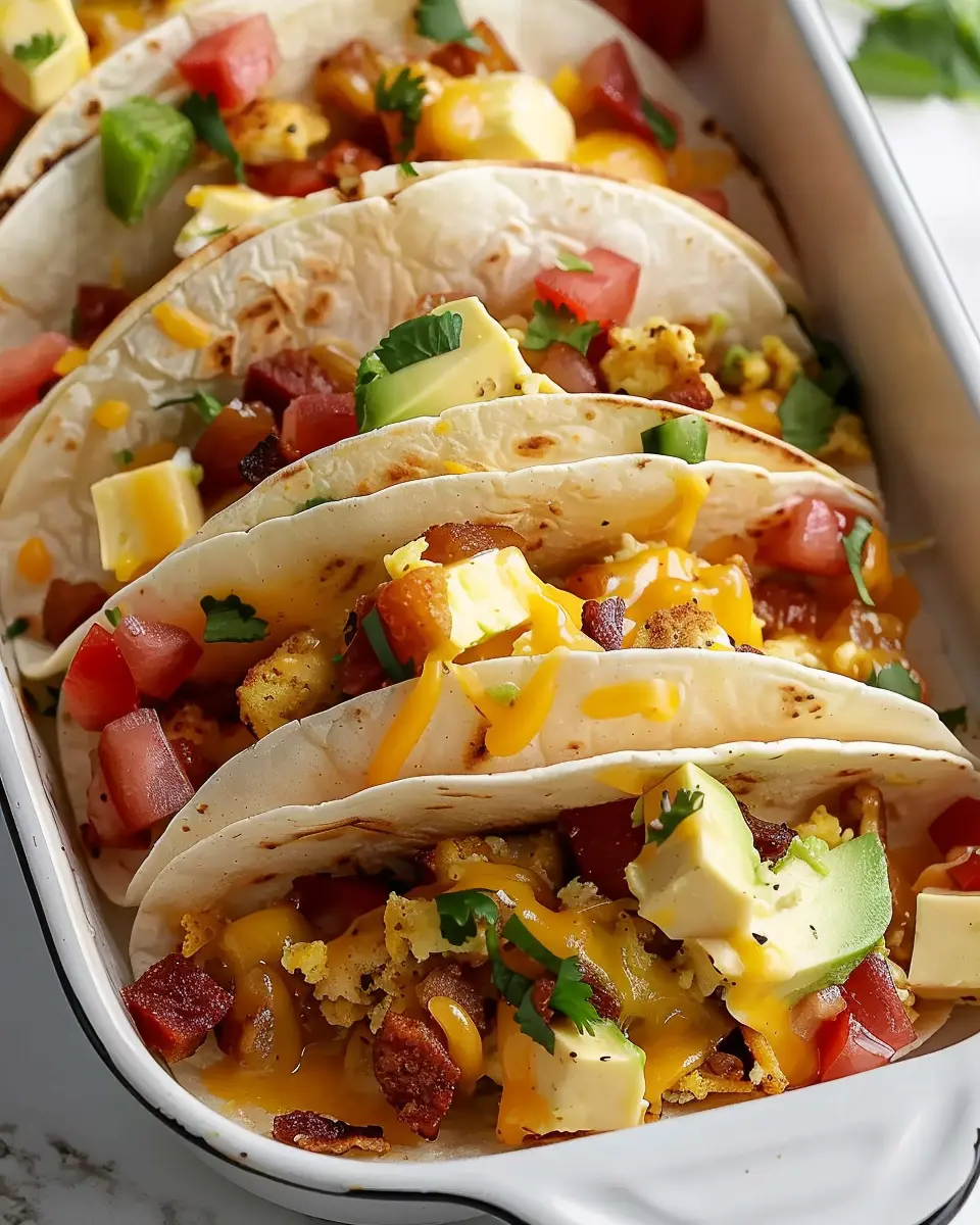 Breakfast ideas: Indulgent Baked Breakfast Tacos with Turkey Bacon