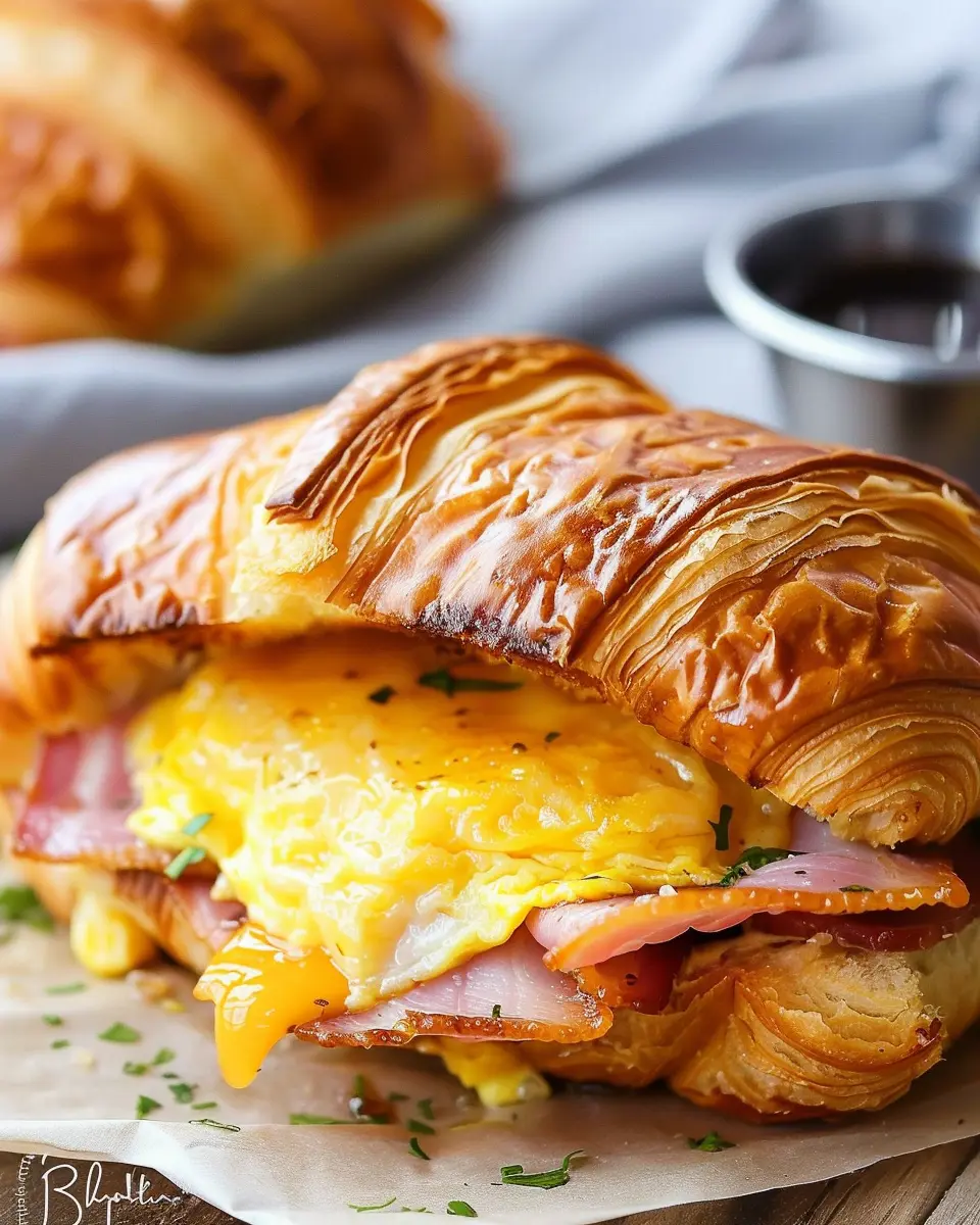 Breakfast ideas: Indulgent Croissant Breakfast Sandwiches with Turkey Bacon and Chicken Ham