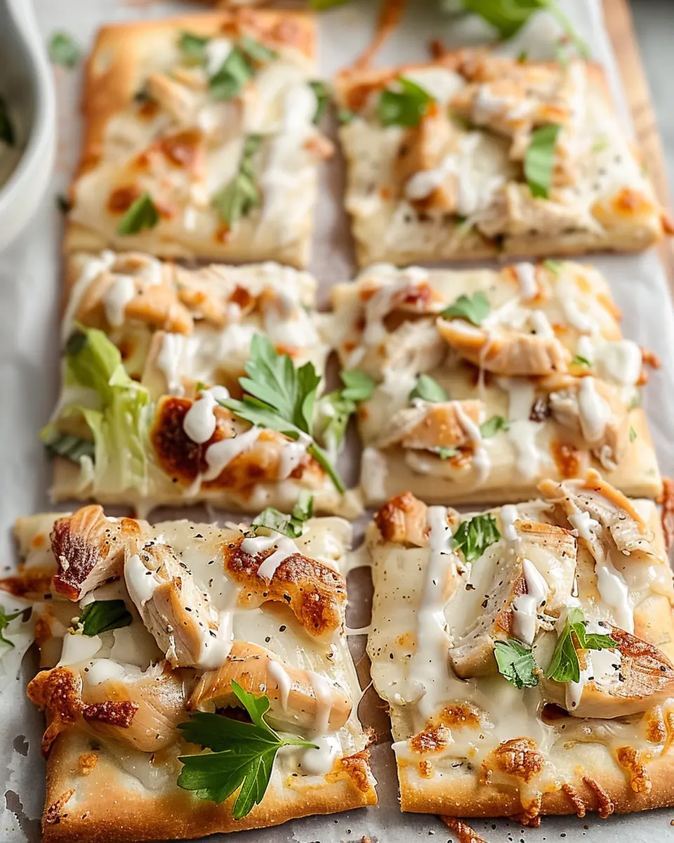 Chicken Caesar Flatbread: Easy Recipe with Turkey Bacon Delight