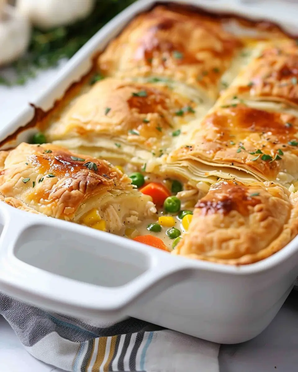 Easy Chicken Pot Pie Casserole with Turkey Bacon Delight