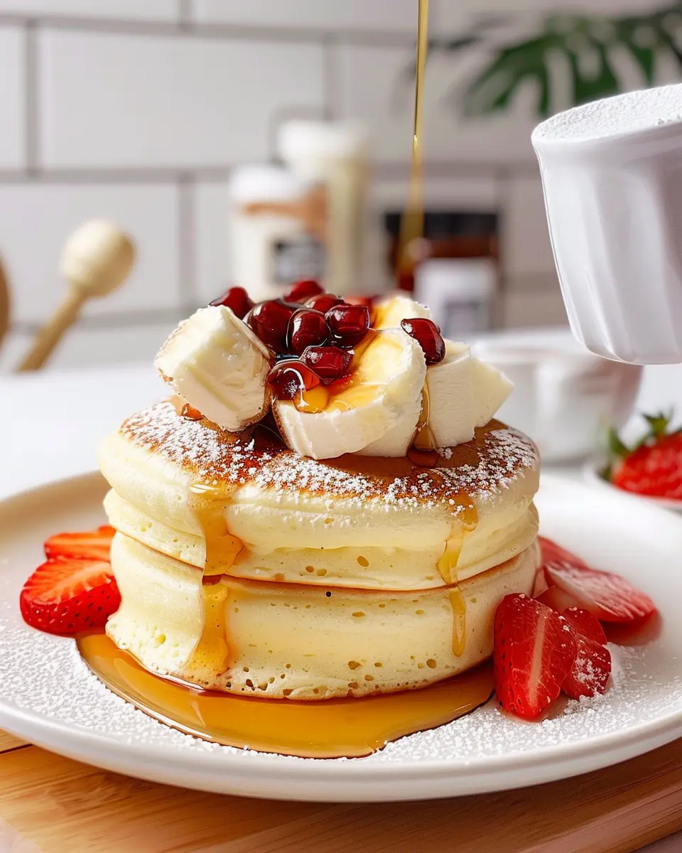 Breakfast ideas: Indulgent Fluffy Japanese Soufflé Pancakes with Turkey Bacon