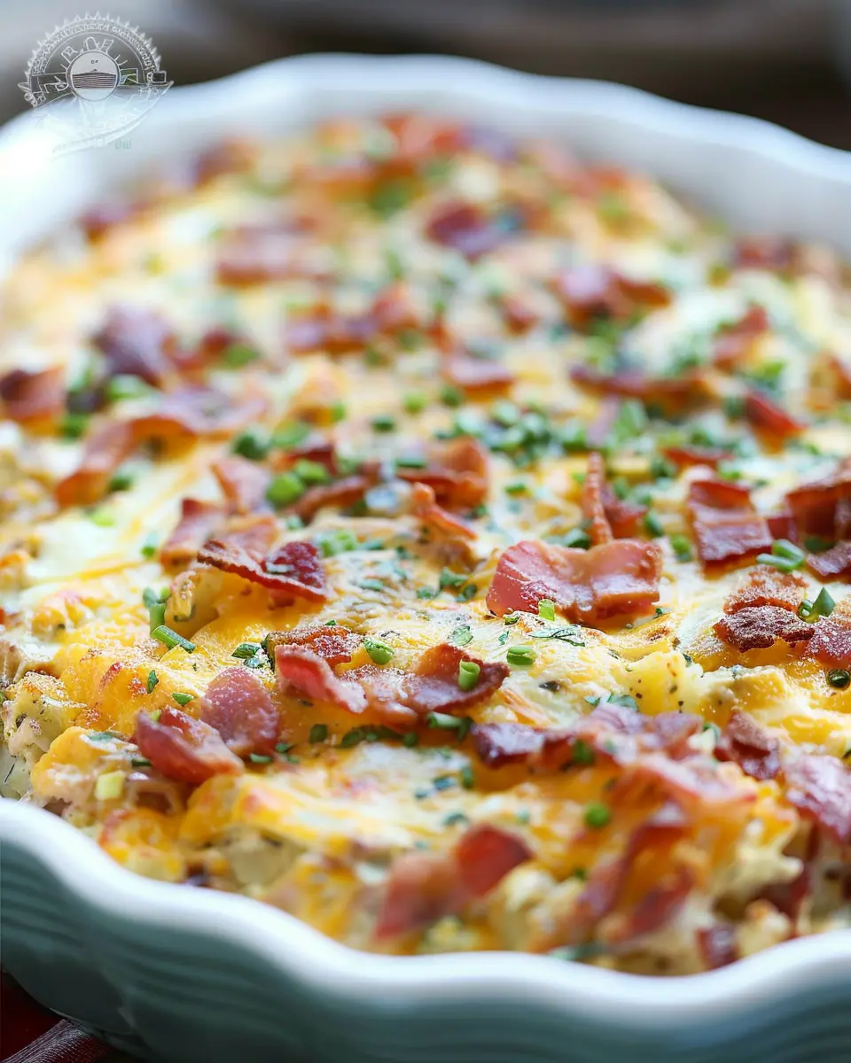 Breakfast ideas: Indulgent Hash Brown Breakfast Casserole with Turkey Bacon and Chicken Ham