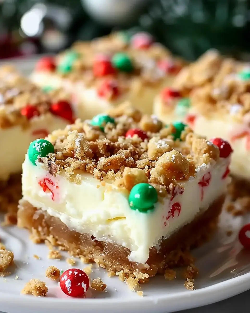 Christmas cookie recipes holiday: Indulgent No-Bake Sugar Cookie Cheesecake Bars