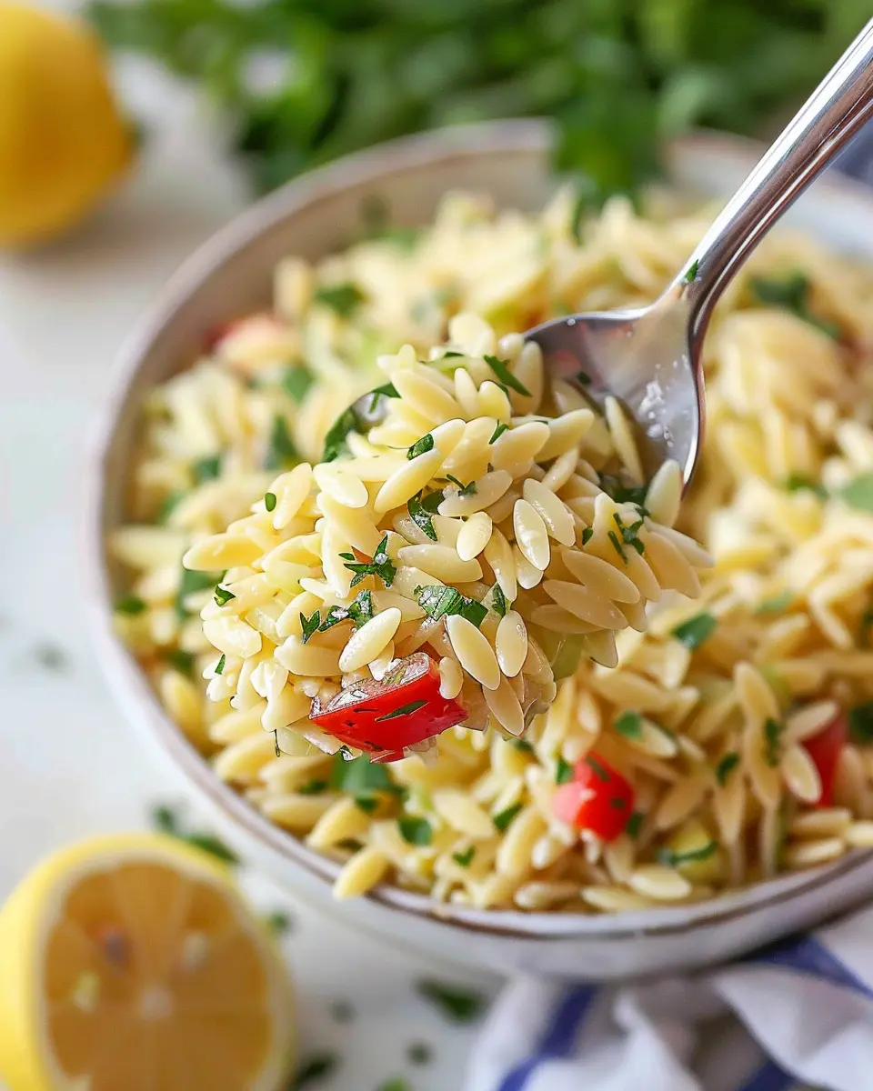 Lemon Orzo: The Best Refreshing Salad with Turkey Bacon and Chicken Ham