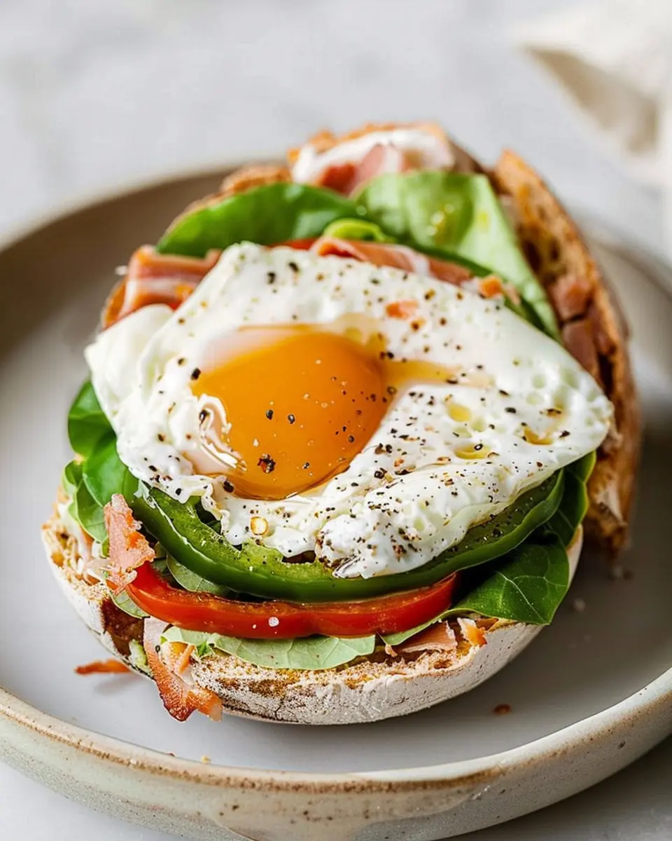 breakfast bowl recipes: Easy Bell Pepper Sandwich with Turkey Bacon