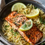 One-Skillet Salmon and Lemon Orzo