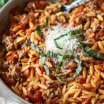 Ground Turkey Orzo in Tomato Sauce