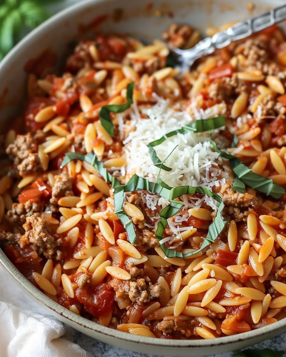 Ground Turkey Orzo in Tomato Sauce: Easy Comfort Food Delight