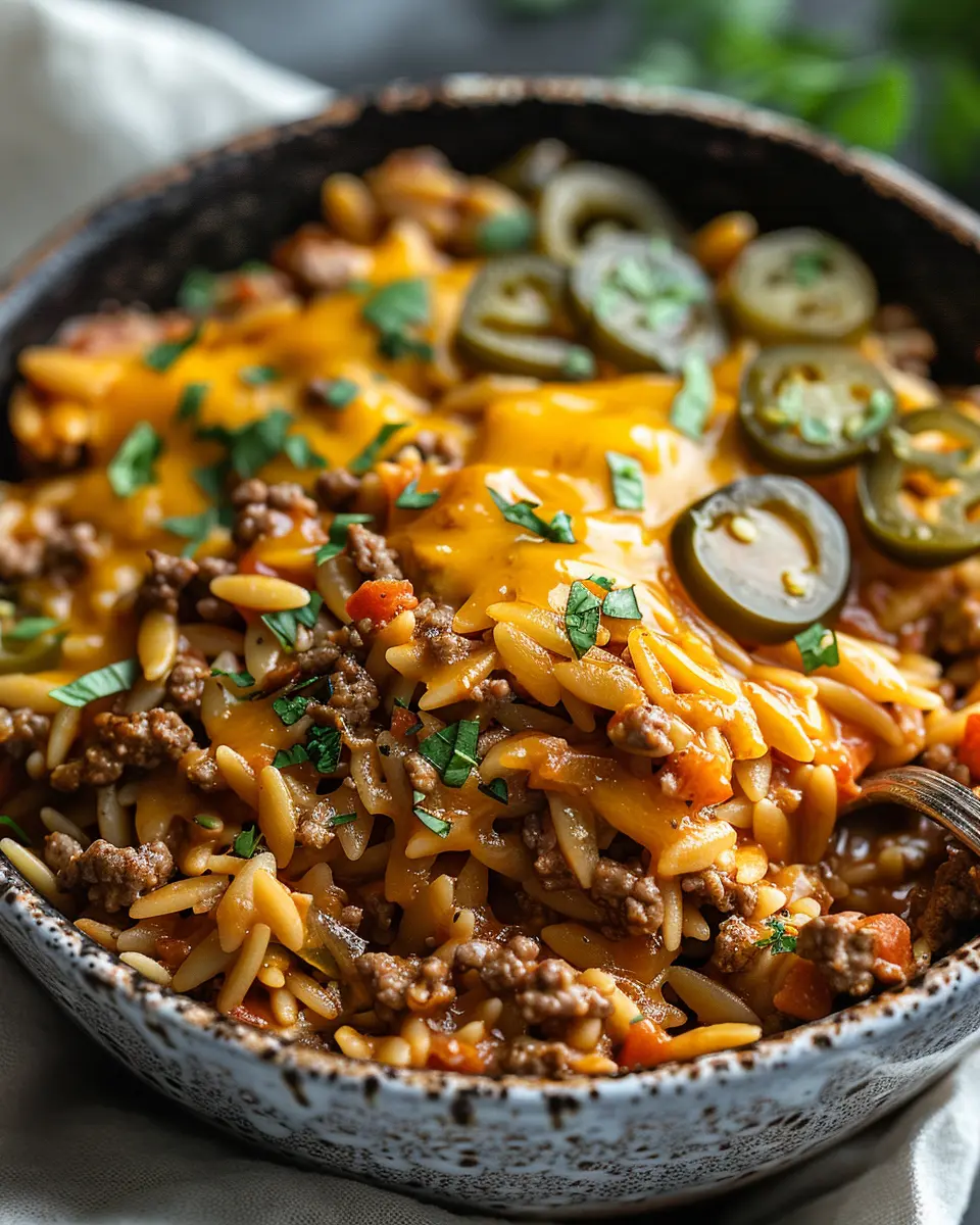 One-Pot Cheeseburger Orzo Skillet: Easy Comfort Food Delight