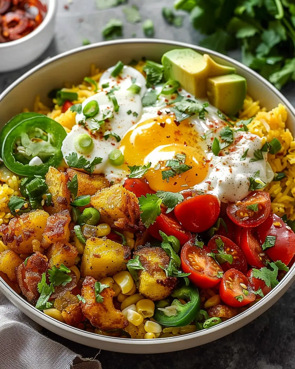 Breakfast Bowl Recipes: Indulgent Southwest Spice Green Chile Bowl