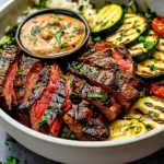 Grilled Steak Bowl with Sauce & Grilled Zucchini Bliss