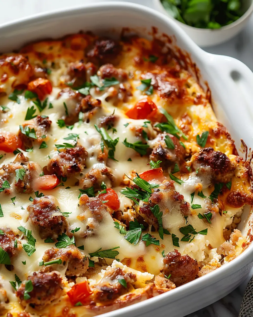 Breakfast Bowl Recipes: High Protein Cottage Cheese Turkey Sausage Casserole