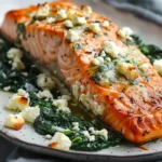 Simple Baked Stuffed Salmon with Spinach and Feta