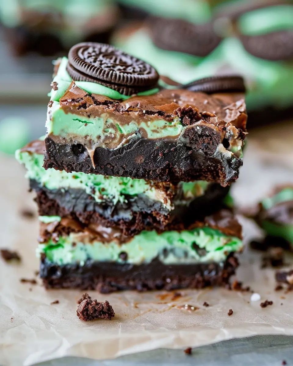 Triple Layer Fudgy Mint Oreo Brownies: Indulgent Chocolate Delight