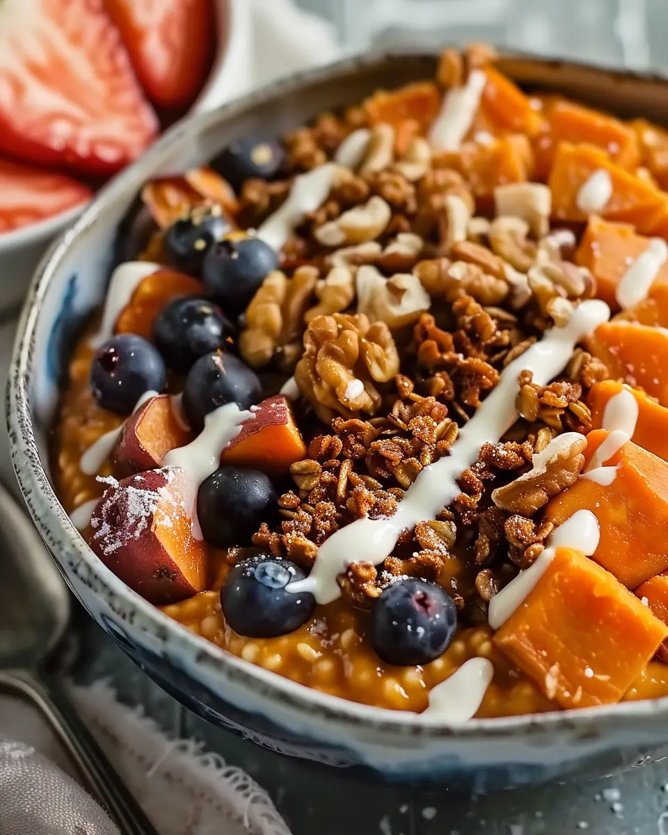 Delicious Sweet Potato Breakfast Bowl with Turkey Bacon and Spinach