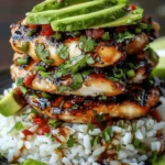 Tangy Honey Lime Chicken & Avocado Rice Stack That Delights