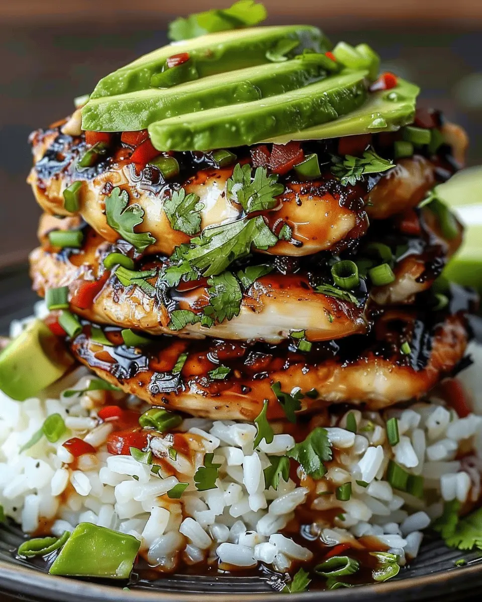 Tangy Honey Lime Chicken Stack with Avocado Rice Delights