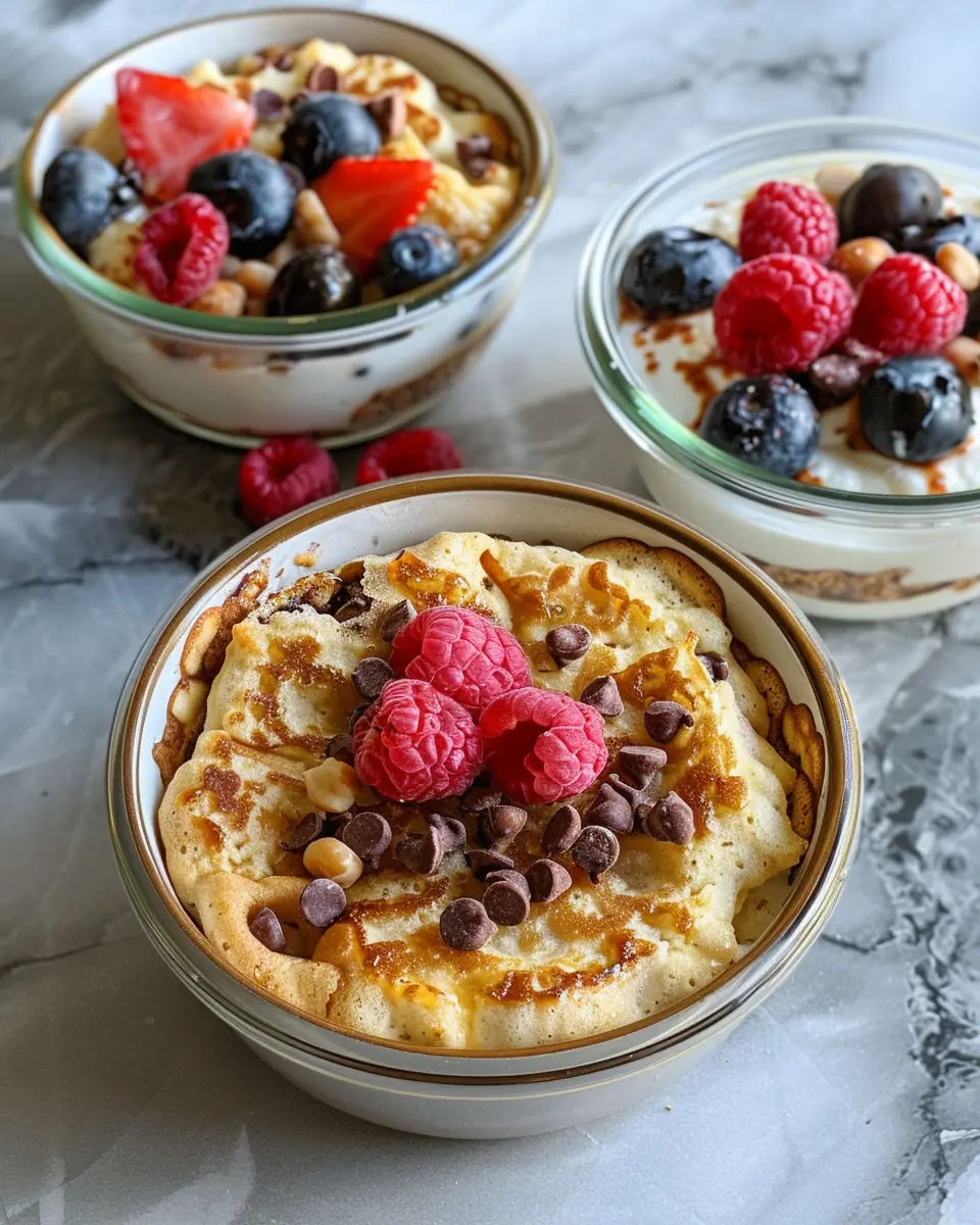 Breakfast Bowl Recipes: Easy Baked Protein Pancake Bowls with Turkey Bacon and Chicken Ham