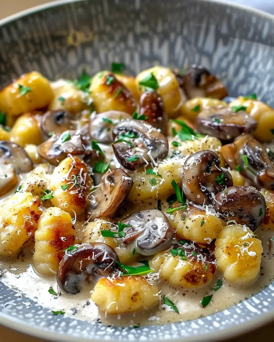 Mushroom Gnocchi with Parmesan Cream Sauce: A Comforting Indulgence