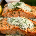 Baked Keto Salmon with Creamy Dill Sauce
