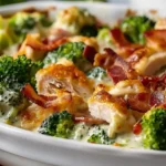 Creamy Low Carb Chicken Casserole with Broccoli and Bacon
