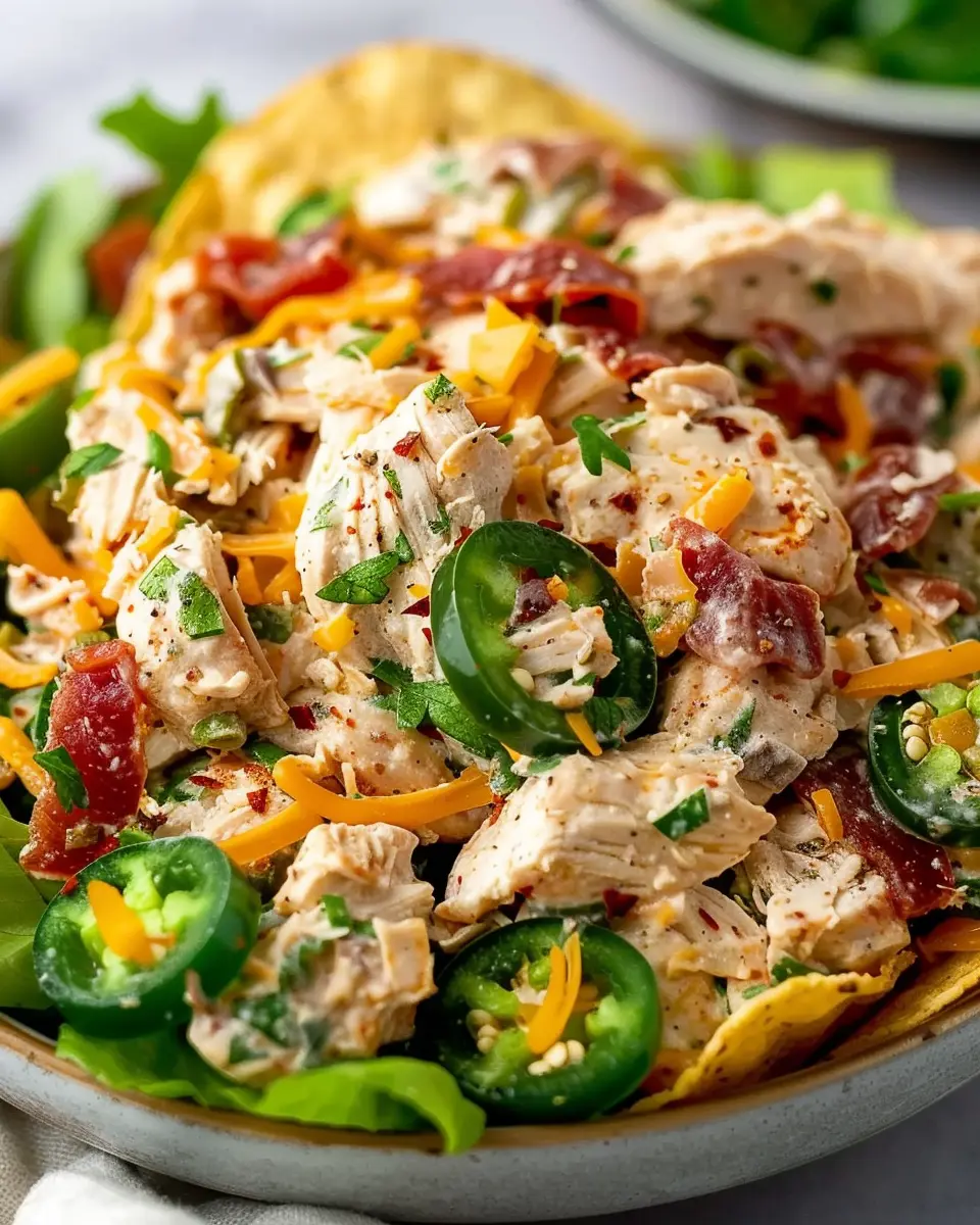 jalapeno popper keto chicken salad with turkey bacon twist