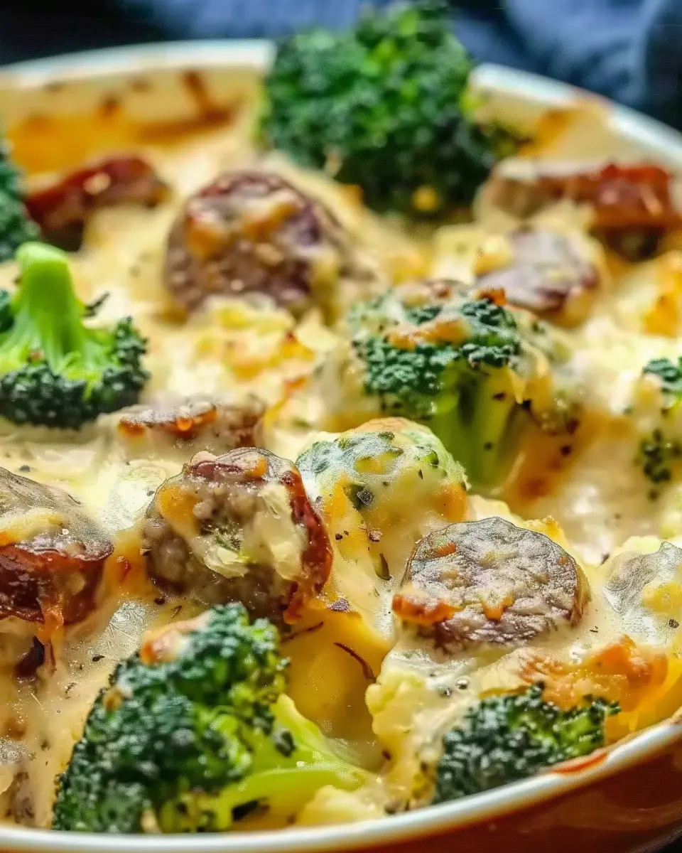 Keto Broccoli and Cauliflower Au Gratin with Sausage Delight Recipe
